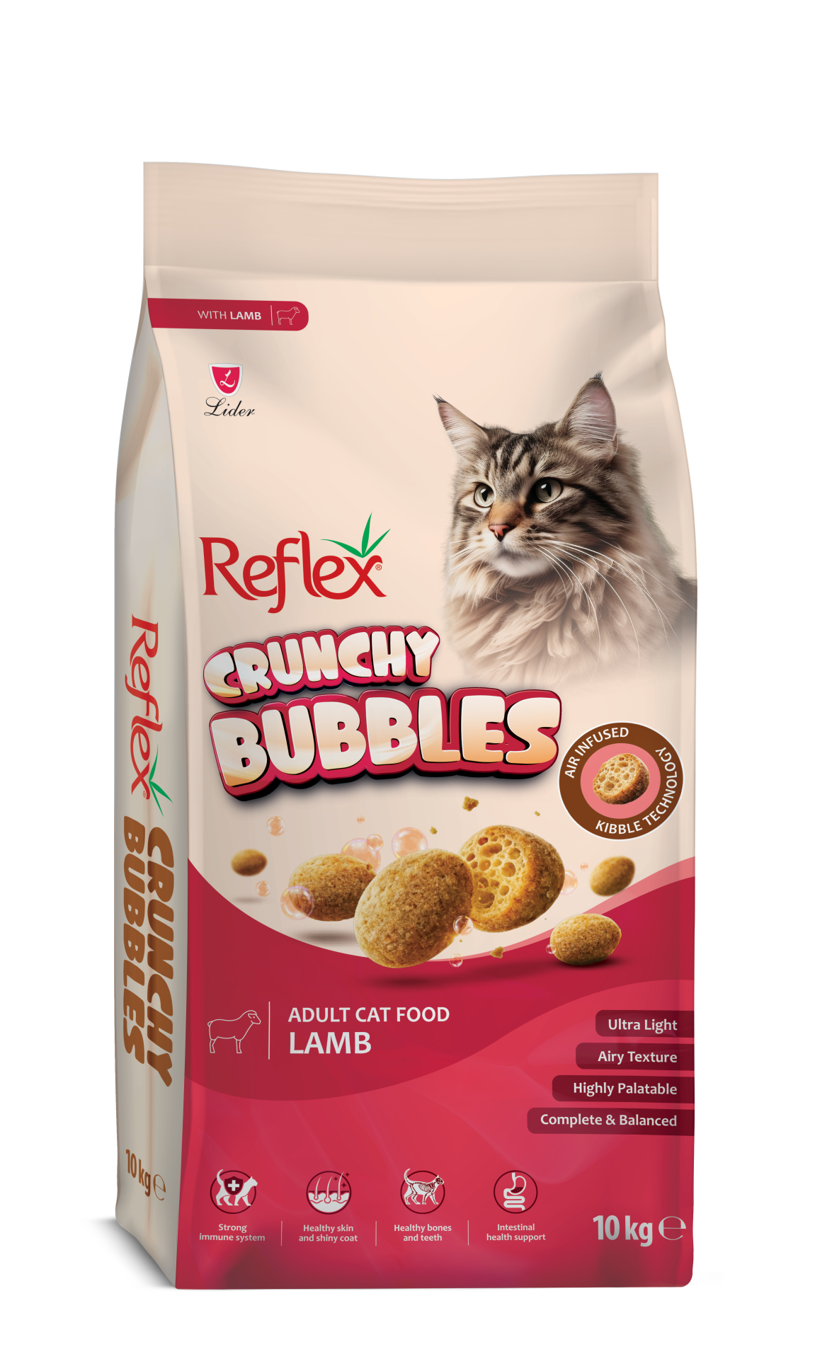 REF CRUNCHY BUBBLES KEDİ MAM KUZU ETLİ 10 KG.(341)
