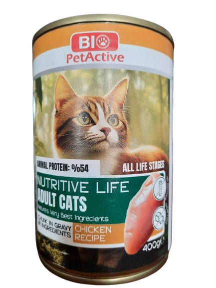 BİO PETACTİVE KEDİ KON. TAVUKLU 400GR*12(169)