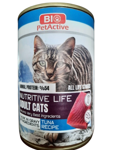 BİO PETACTİVE KEDİ KON. TON BALIKLI 400GR*12(176)