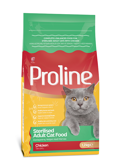 PROLİNE KEDİ MAM STERİLİZED TAVUK 1,2 KG*14..(748)