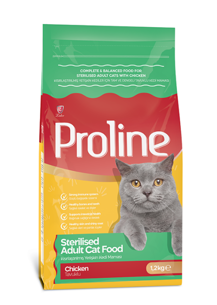 PROLİNE KEDİ MAM STERİLİZED TAVUK 1,2 KG*14..(748)