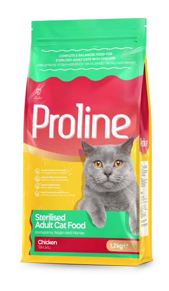 PROLİNE KEDİ MAM STERİLİZED TAVUK 1,2 KG*14..(748)