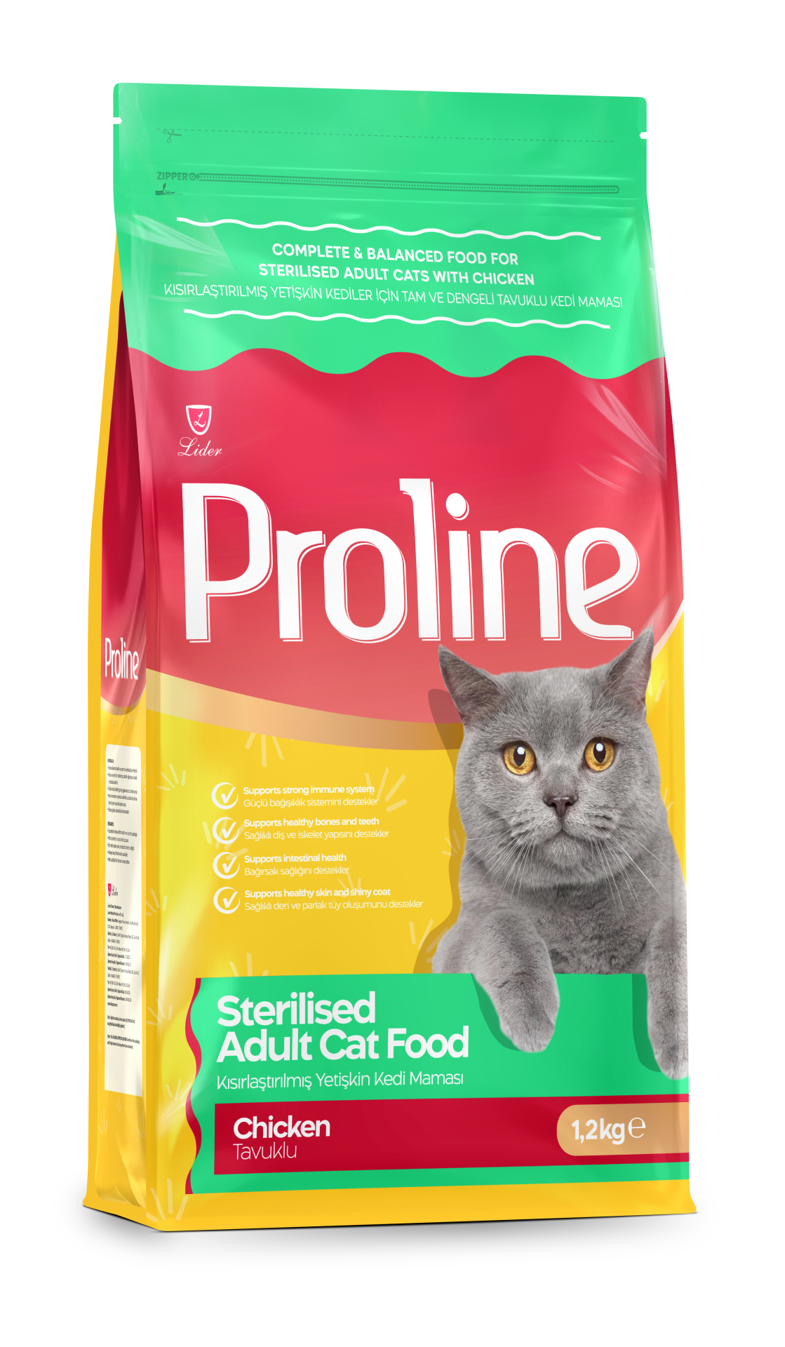 PROLİNE KEDİ MAM STERİLİZED TAVUK 1,2 KG*14..(748)