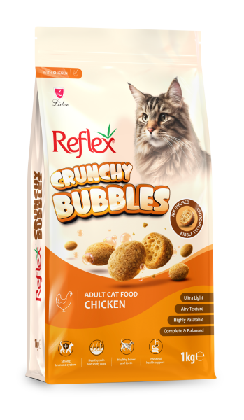 CRUNCHY BUBBELS KEDİ MAMASI TAVUKLU 1KG*6(433)