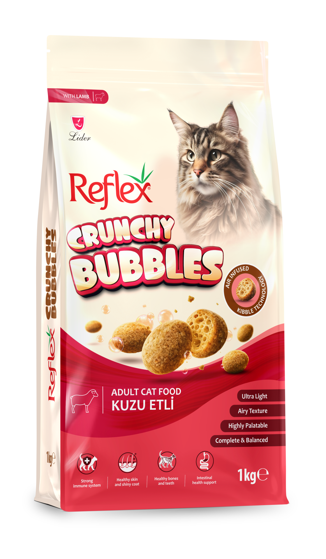 CRUNCHY BUBBLES KEDİ MAMASI KUZU 1KG*6(440)
