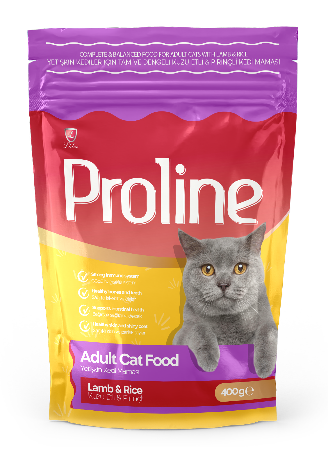PROLİNE KEDİ MAM KUZU ETLİ 400 GR*12..(717)