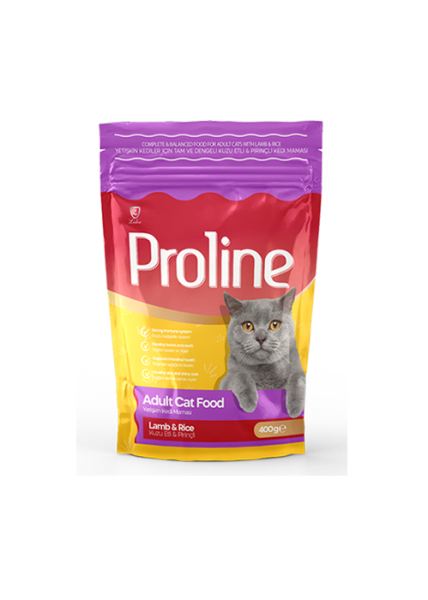PROLİNE KEDİ MAM KUZU ETLİ 400 GR*12..(717)