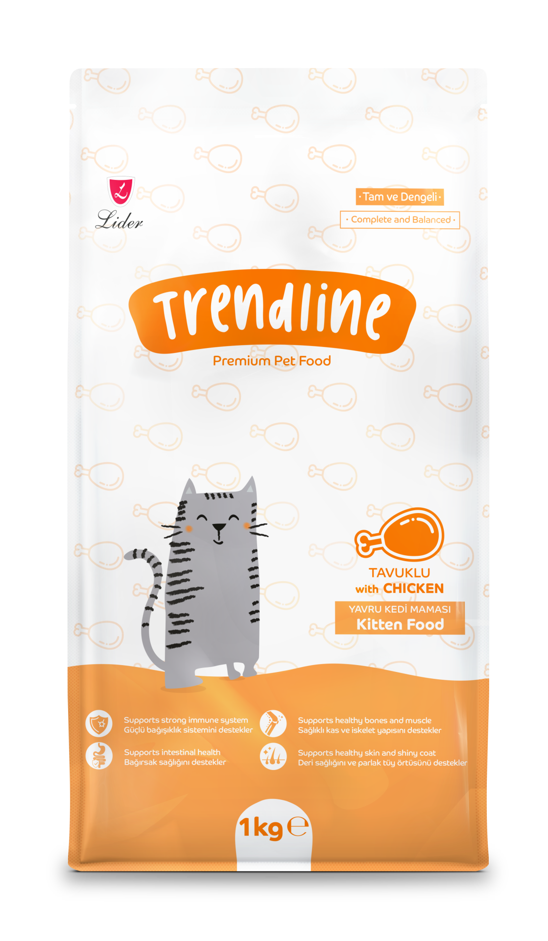 TRENDLİNE KEDİ MAM YAVRU-TAVUK 1 KG*15..(236)(GT)M