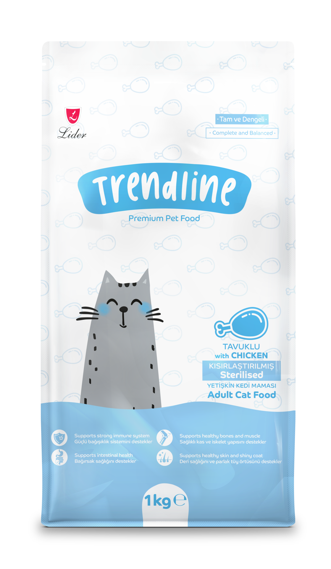 TRENDLİNE KEDİ MAM STERİLİZED-TAVUK 1KG*15..(229)M