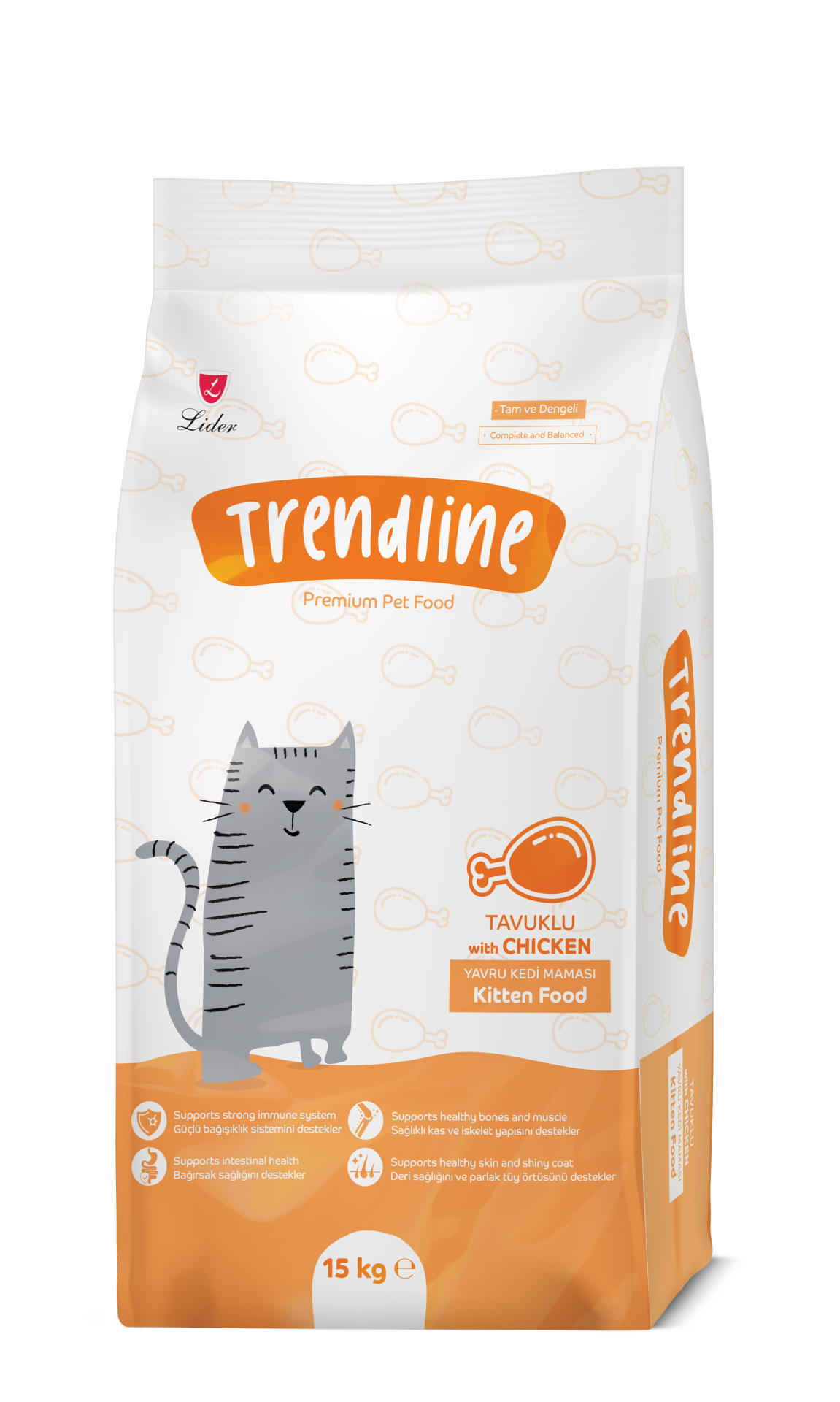 TRENDLİNE KEDİ MAM YAVRU-TAVUK 15 KG...(288) M