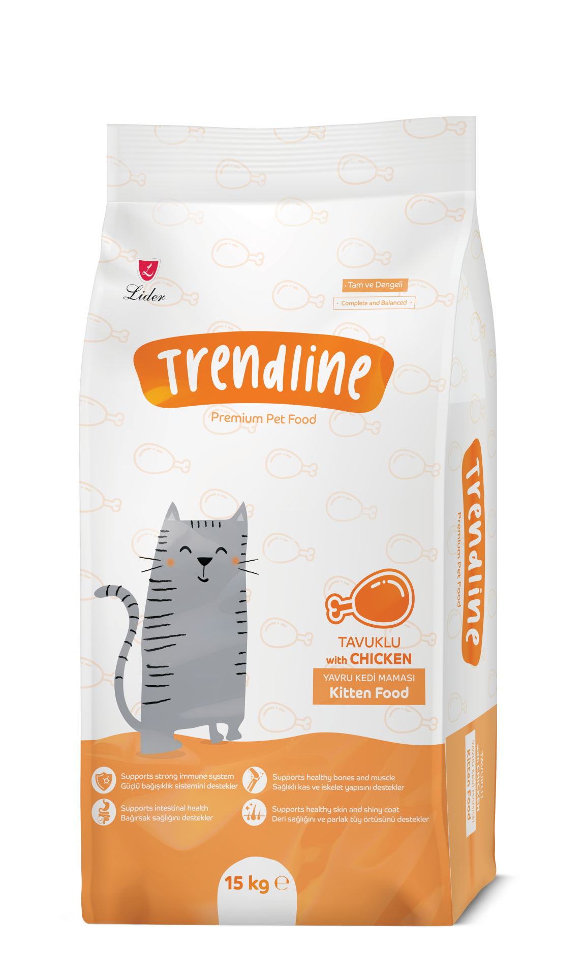 TRENDLİNE KEDİ MAM YAVRU-TAVUK 15 KG...(288) M
