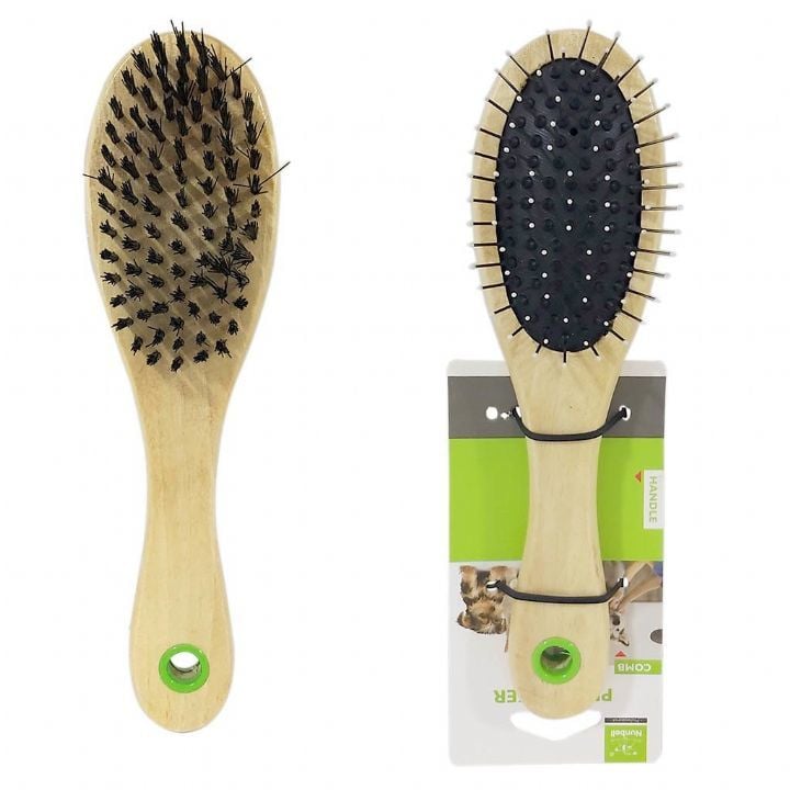 NUNBELL AHŞAP ÇİFT TARAFLI OVAL FIRÇA KÜÇÜK..(023)