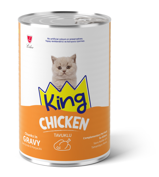 KİNG KEDİ KONS YAVRU-TAVUK GRAVY SOS 400GR*12(877)