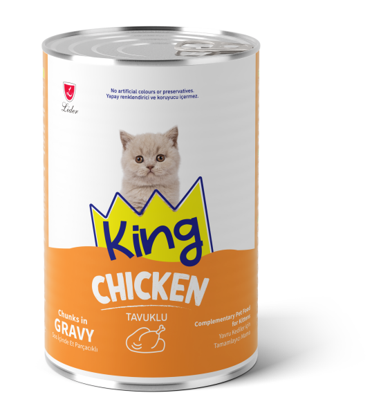 KİNG KEDİ KONS YAVRU-TAVUK GRAVY SOS 400GR*12(877)
