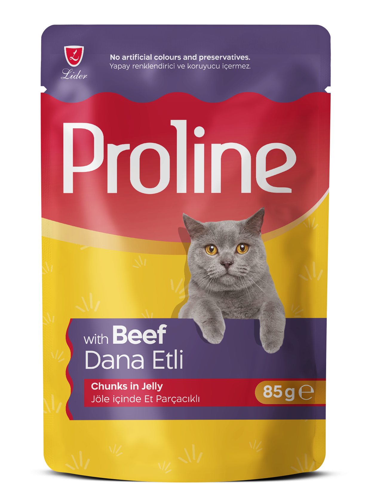 PROLİNE KEDİ POUCH DANA ETLİ JÖLELİ  85GR*22.(244)
