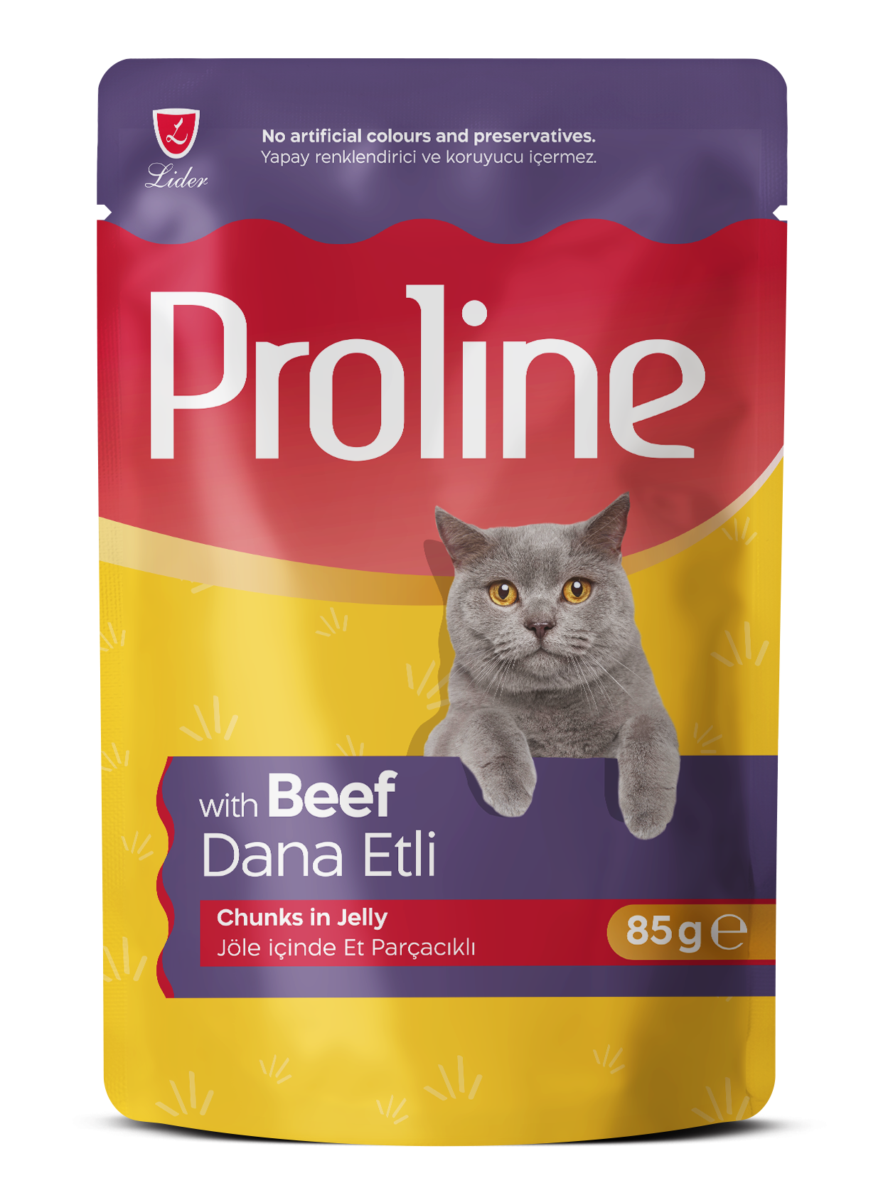 PROLİNE KEDİ POUCH DANA ETLİ JÖLELİ  85GR*22.(244)