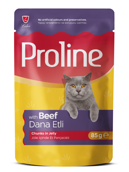 PROLİNE KEDİ POUCH DANA ETLİ JÖLELİ  85GR*22.(244)