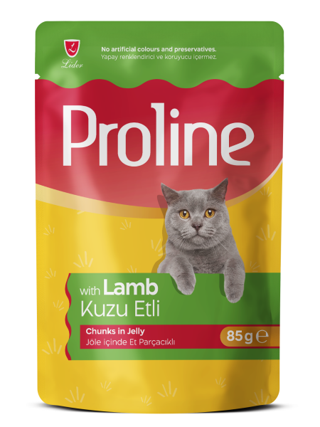 PROLİNE KEDİ POUCH KUZU ETLİ JÖLELİ 85GR*22.(251)