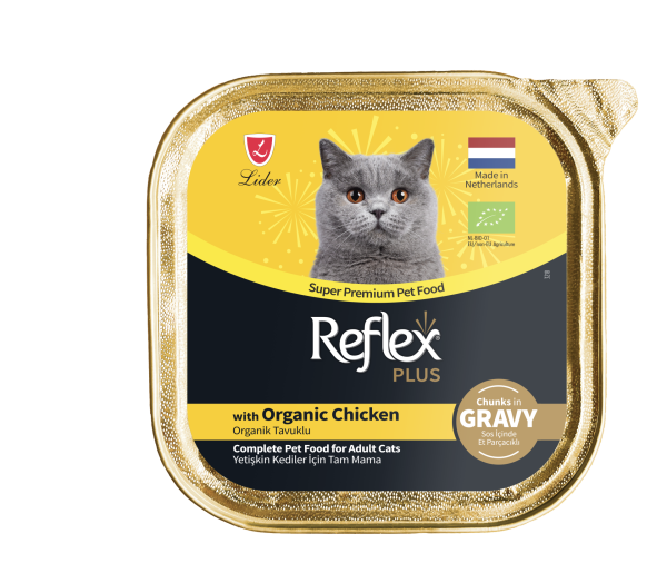 REF.PLUS KEDİ ALM ORGANİK TAVUK 85GR*16..(827).(M)