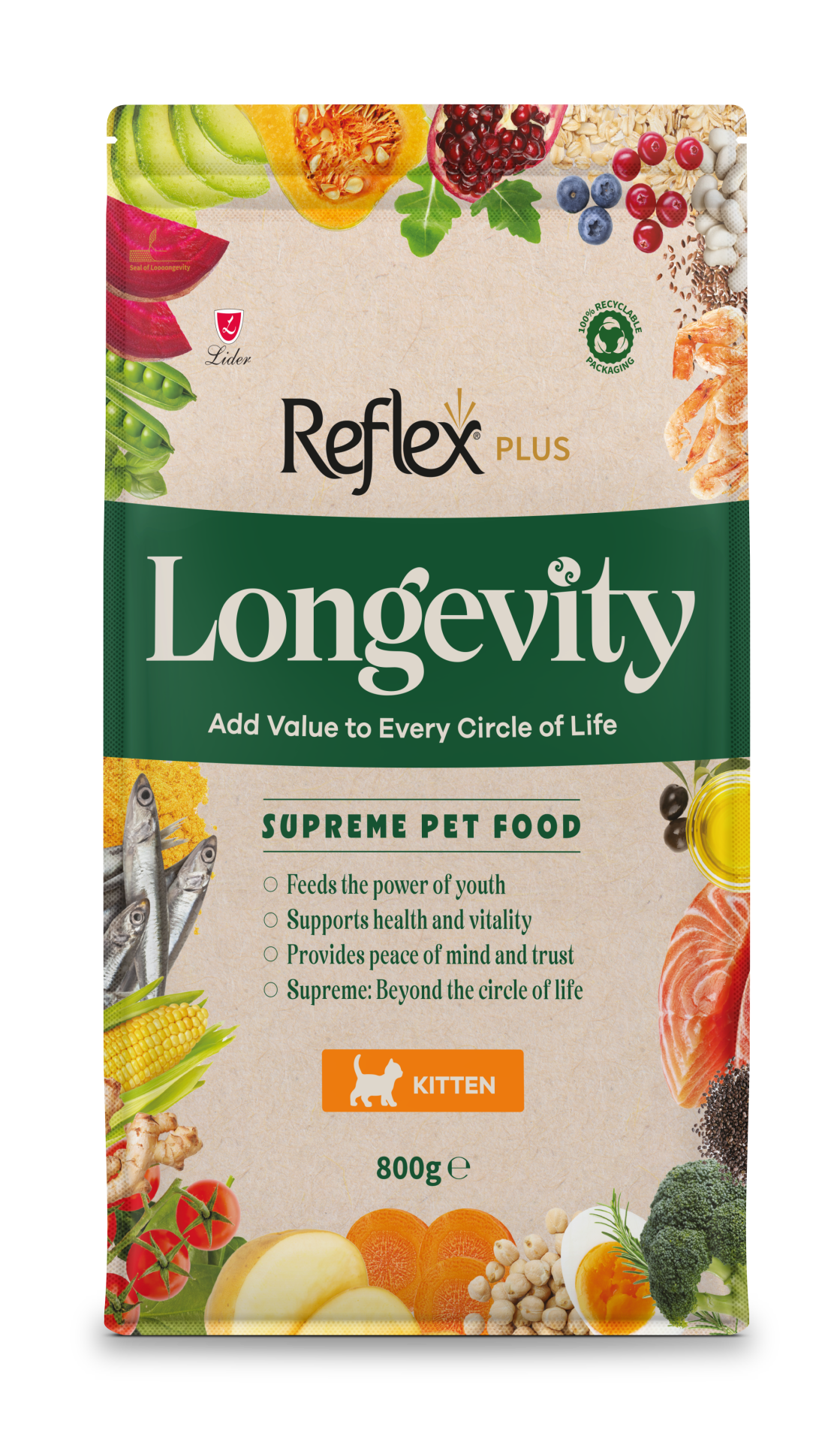 REF PLUS LONGEVITY YAVRU KEDİ MAM 800 GR*12..(553)