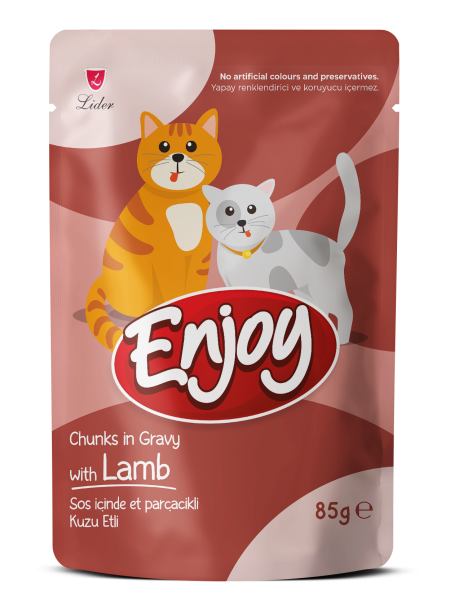 ENJOY KEDİ POUCH KUZU ETLİ 85GR*22...(631)