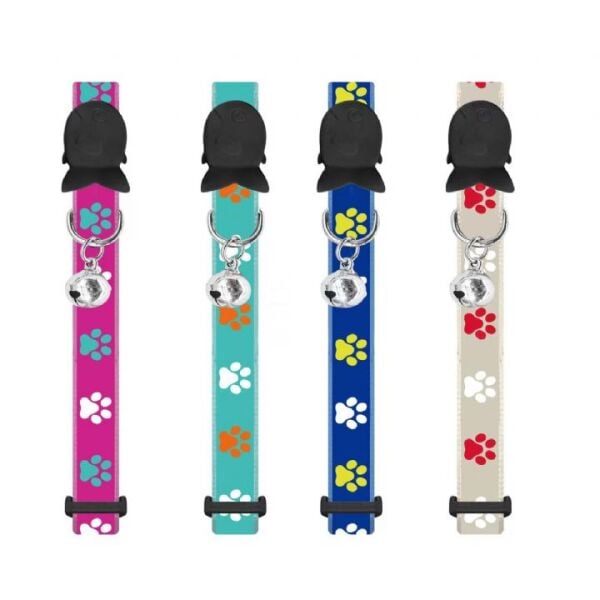 NUNBELL KEDİ BOYUN TASMASI PATİ DESENLİ...(009)