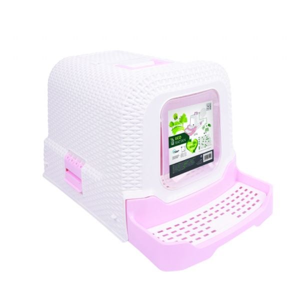 M-PETS ECO RATTAN KEDİ TUVALETİ WHİTE PİNK..(196)
