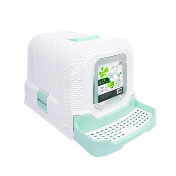 M-PETS ECO RATTAN KEDİ TUVALETİ WHİTE BLUE..(202)