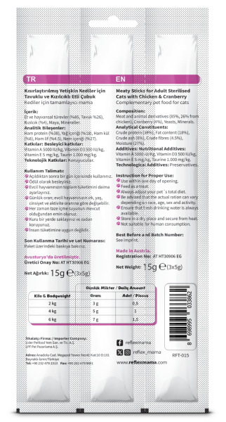 REF.KEDİ ÖDÜL ÇUBUK STERİL TAVUKLU 3*5GR*35..(862)