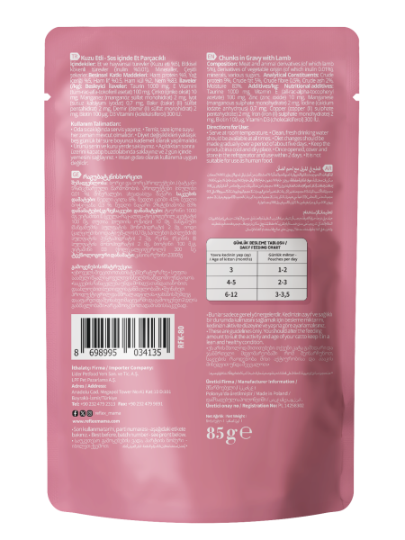 REF.PLUS KEDİ POUCH YAVRU KUZU ETLİ 85GR*22..(135)