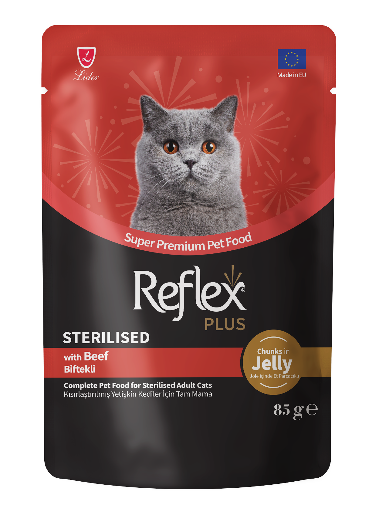 REF.PLUS KEDİ POUCH STERİLİZED-BİFTEKLİ 85GR.(180)