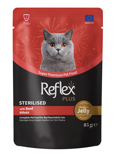REF.PLUS KEDİ POUCH STERİLİZED-BİFTEKLİ 85GR.(180)
