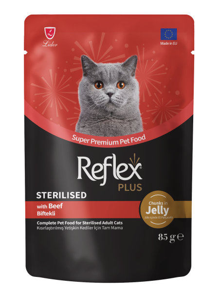 REF.PLUS KEDİ POUCH STERİLİZED-BİFTEKLİ 85GR.(180)