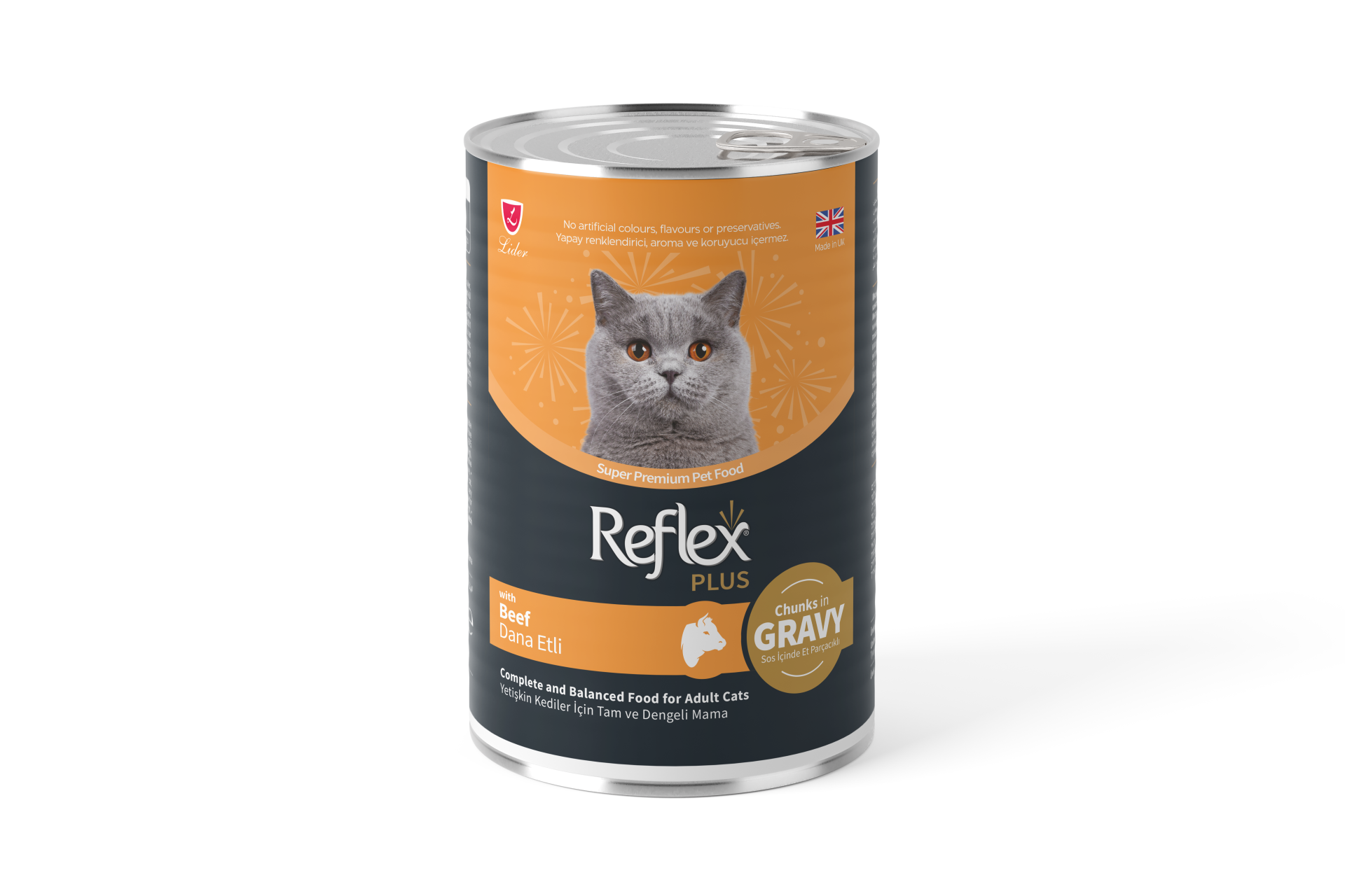 REF PLUS KEDİ KONS DANA ETLİ SOSLU 400GR*12(605)