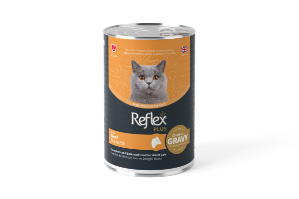REF PLUS KEDİ KONS DANA ETLİ SOSLU 400GR*12(605)