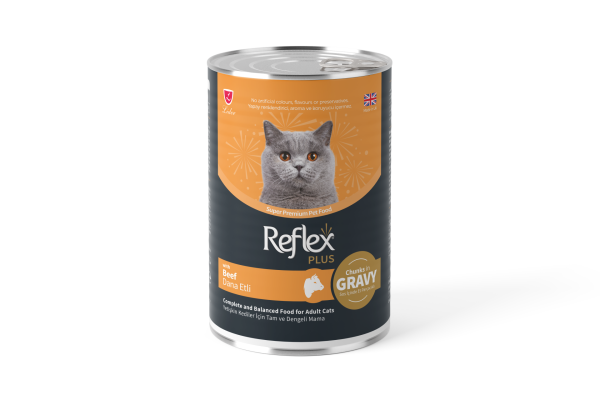 REF PLUS KEDİ KONS DANA ETLİ SOSLU 400GR*12(605)