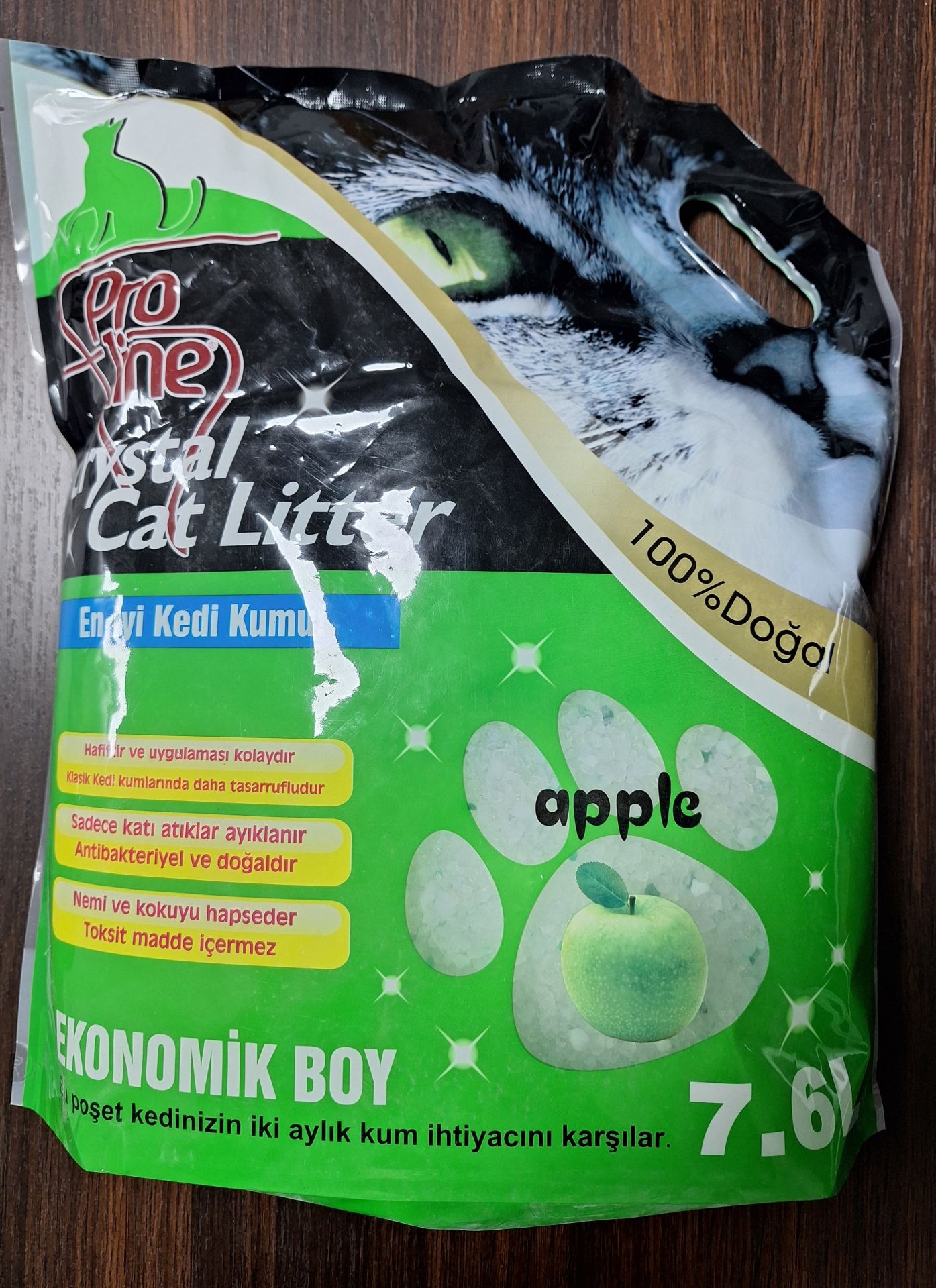 PROLİNE KRİSTAL KEDİ KUMU ELMA KOKULU 7.6*4..(474)